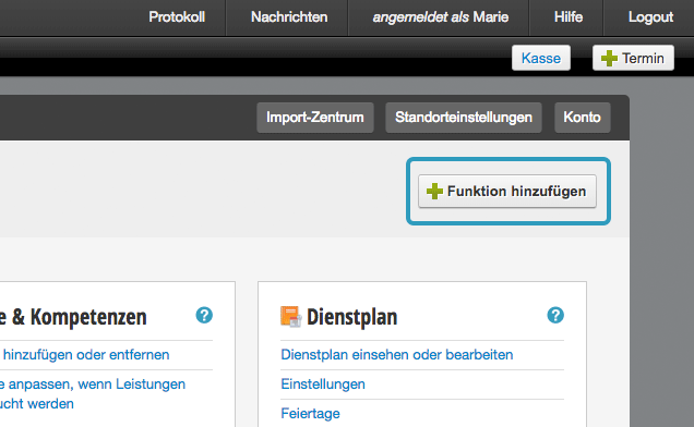 Funktionen hinzufügen