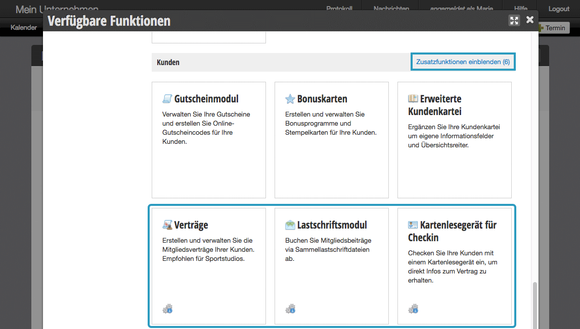 Zusatzfunktionen